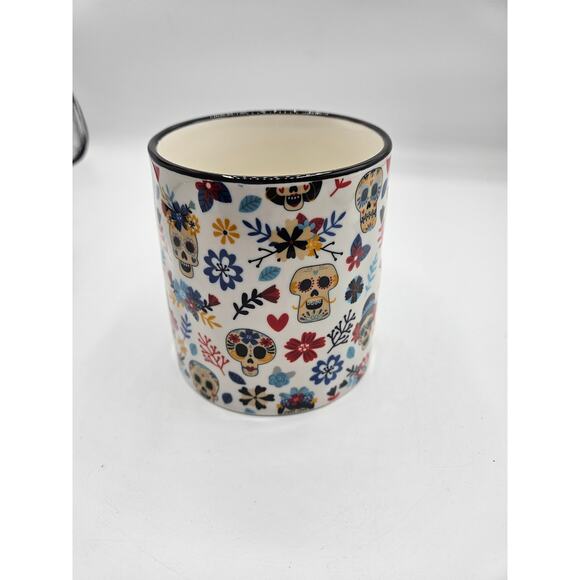 10 Strawberry Street Halloween 18 oz‎ Coffee Soup Mug Sugar Skulls Floral NEW - Picture 9 of 10